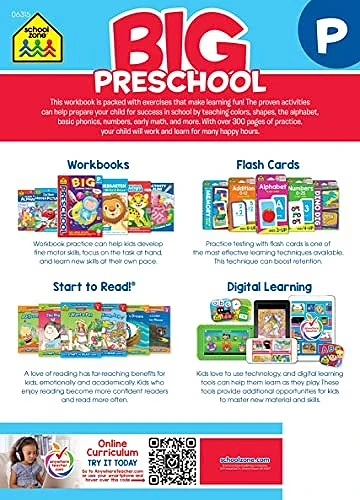 School Zone Big Preschool Workbook – 320 Pages of Colors, Shapes, Alphabet, Phonics & Early Math (Ages 3–5)