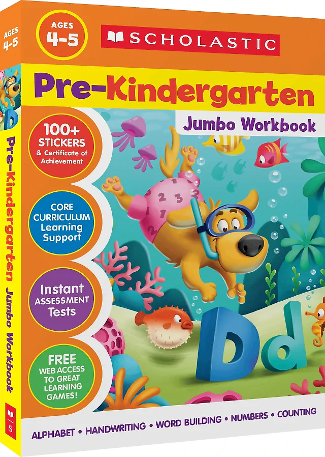Scholastic Pre-K Jumbo Workbook – 300+ Pages of Kindergarten Readiness Activities (Ages 3–5)