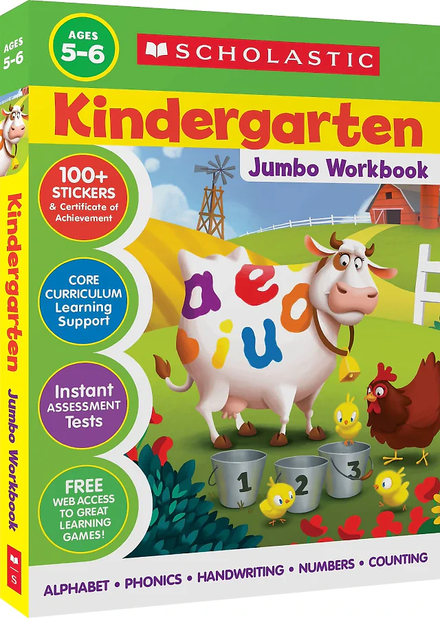 Scholastic Kindergarten Jumbo Workbook – 300+ Pages of Alphabet, Phonics, Handwriting & Math Practice